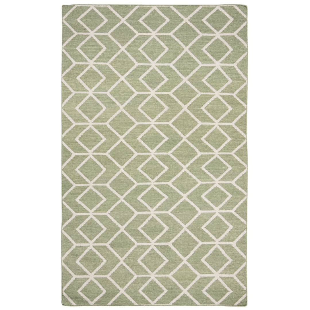 SAFAVIEH Dhurries DHU560B Handwoven Sage / Ivory Rug Image 1