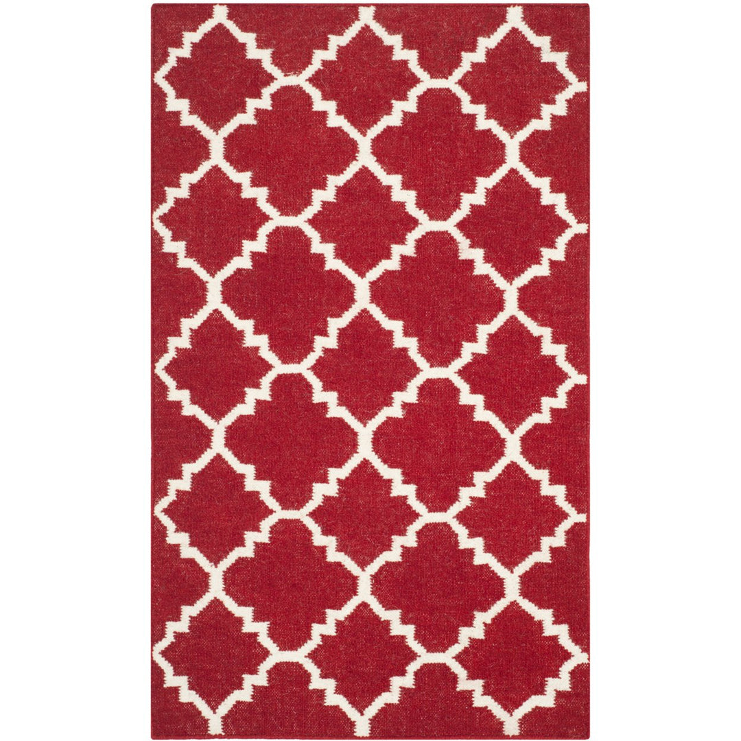 SAFAVIEH Dhurries DHU566B Handwoven Red / Ivory Rug Image 1