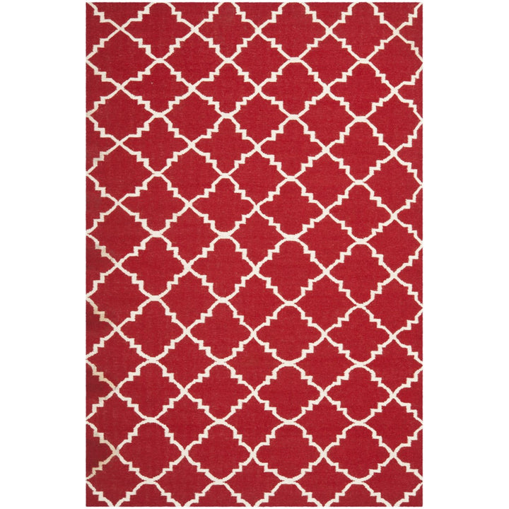 SAFAVIEH Dhurries DHU566B Handwoven Red / Ivory Rug Image 1