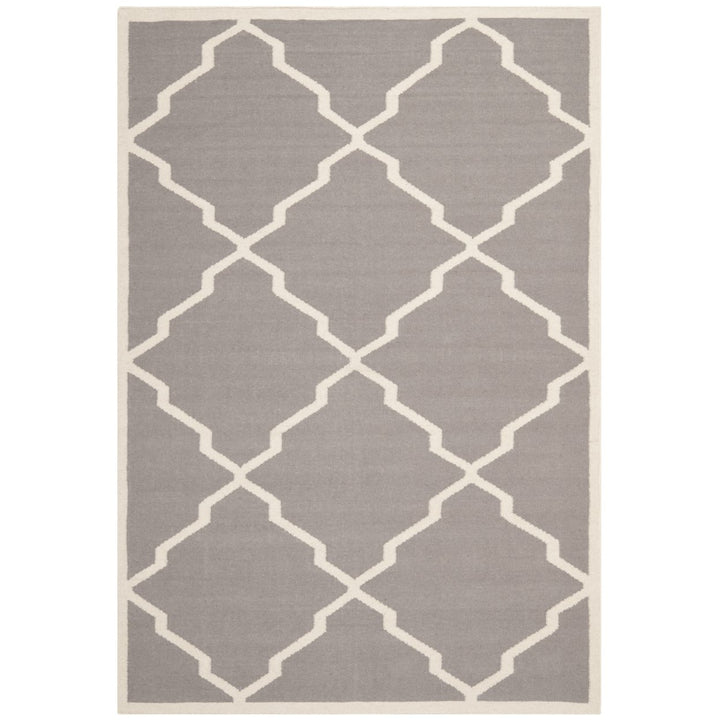 SAFAVIEH Dhurries DHU567A Handwoven Grey / Ivory Rug Image 1