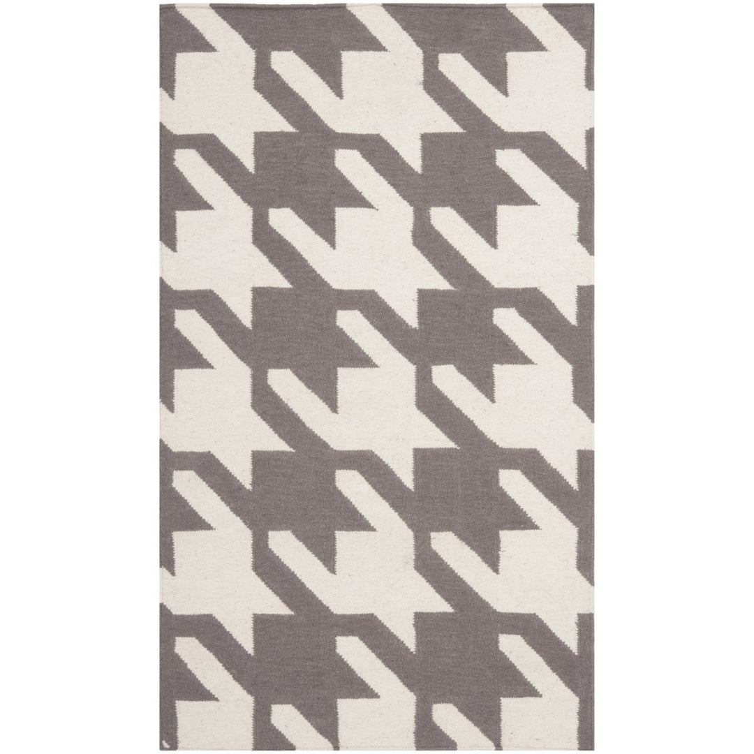 SAFAVIEH Dhurries DHU569A Handwoven Grey / Ivory Rug Image 1