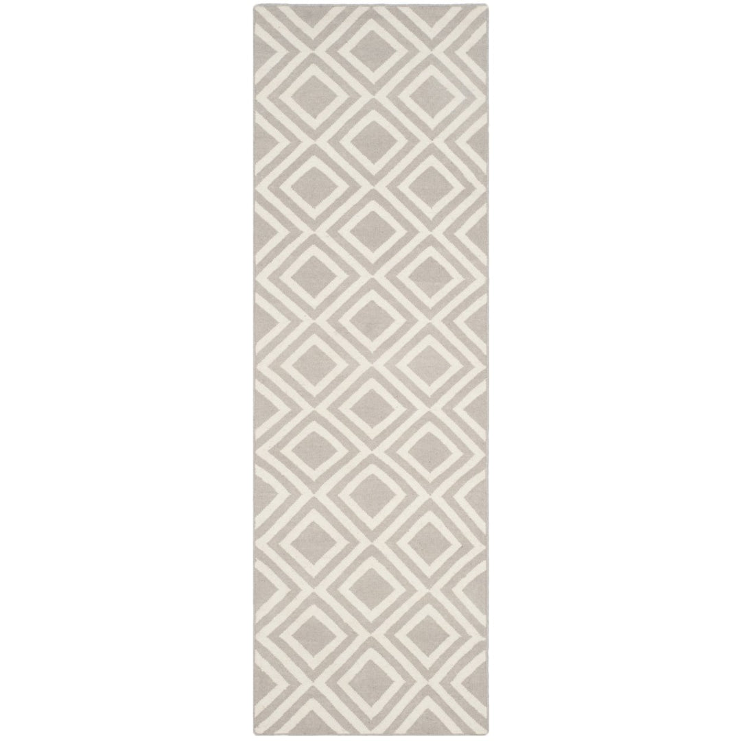 SAFAVIEH Dhurries DHU571A Handwoven Grey / Ivory Rug Image 1