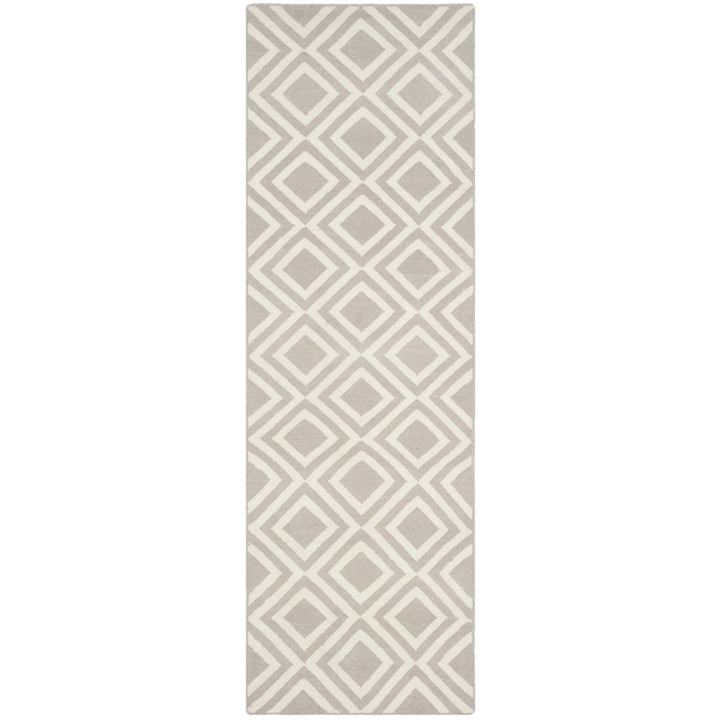 SAFAVIEH Dhurries DHU571A Handwoven Grey / Ivory Rug Image 1