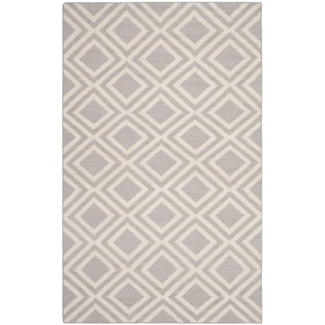 SAFAVIEH Dhurries DHU571A Handwoven Grey / Ivory Rug Image 1