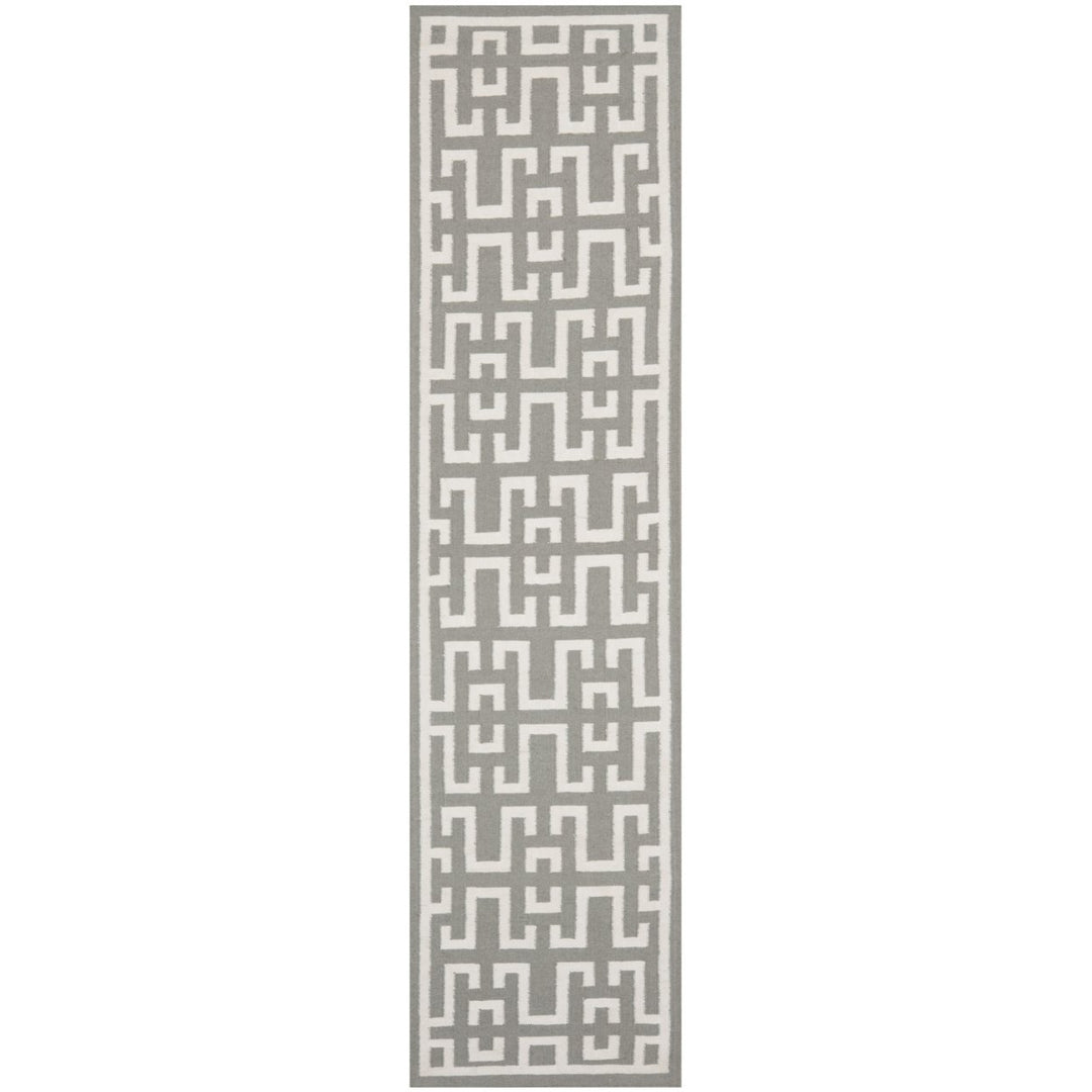 SAFAVIEH Dhurries DHU621B Handwoven Soft Grey /Ivory Rug Image 1