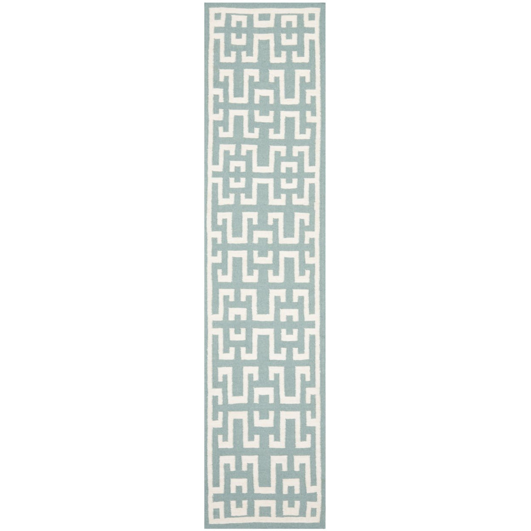 SAFAVIEH Dhurries DHU621A Handwoven Seafoam / Ivory Rug Image 1