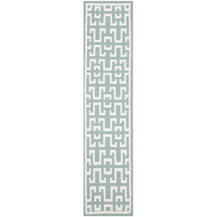 SAFAVIEH Dhurries DHU621A Handwoven Seafoam / Ivory Rug Image 1