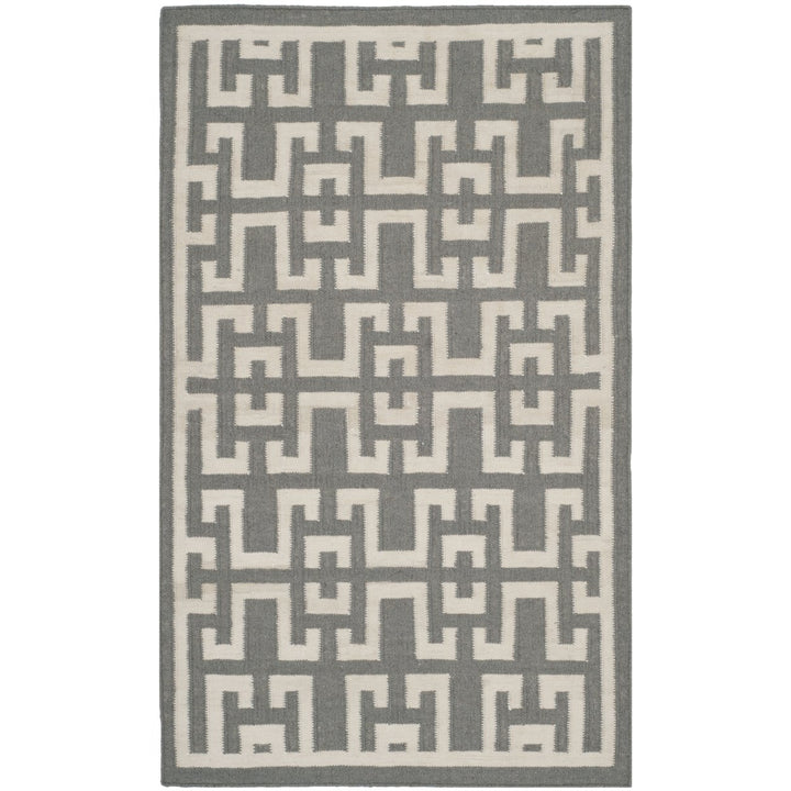 SAFAVIEH Dhurries DHU621B Handwoven Soft Grey /Ivory Rug Image 1