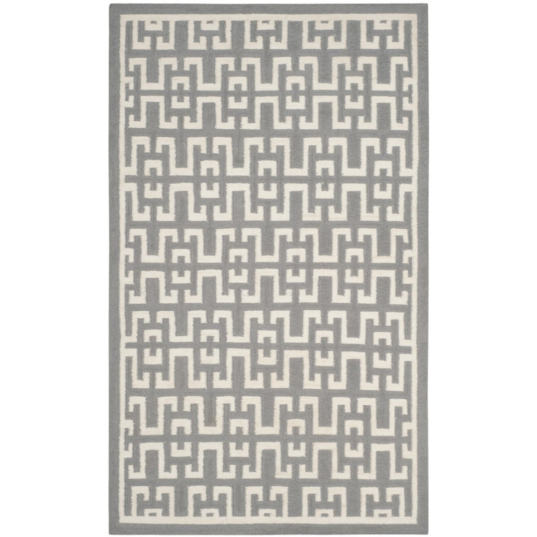 SAFAVIEH Dhurries DHU621B Handwoven Soft Grey /Ivory Rug Image 1