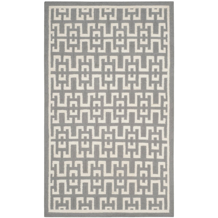 SAFAVIEH Dhurries DHU621B Handwoven Soft Grey /Ivory Rug Image 1