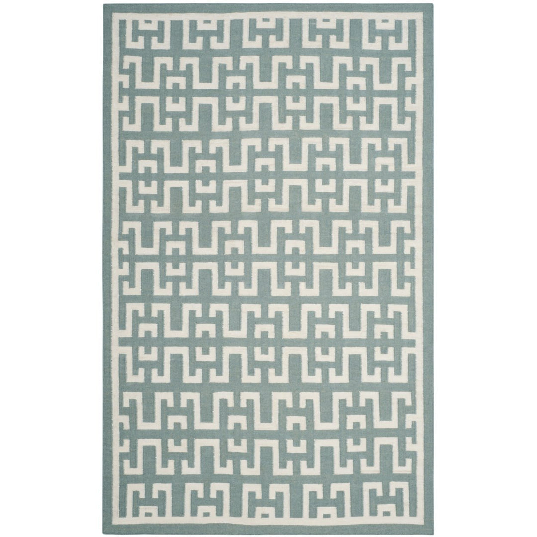 SAFAVIEH Dhurries DHU621A Handwoven Seafoam / Ivory Rug Image 1