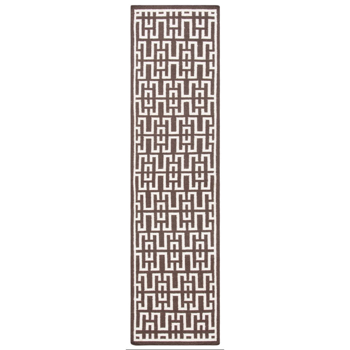 SAFAVIEH Dhurries DHU621C Handwoven Chocolate /Ivory Rug Image 1