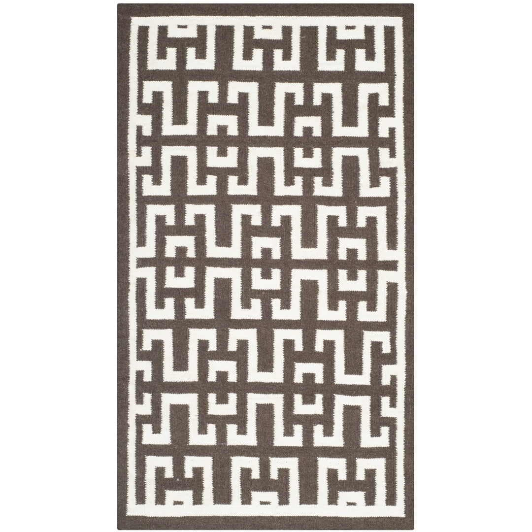 SAFAVIEH Dhurries DHU621C Handwoven Chocolate /Ivory Rug Image 1