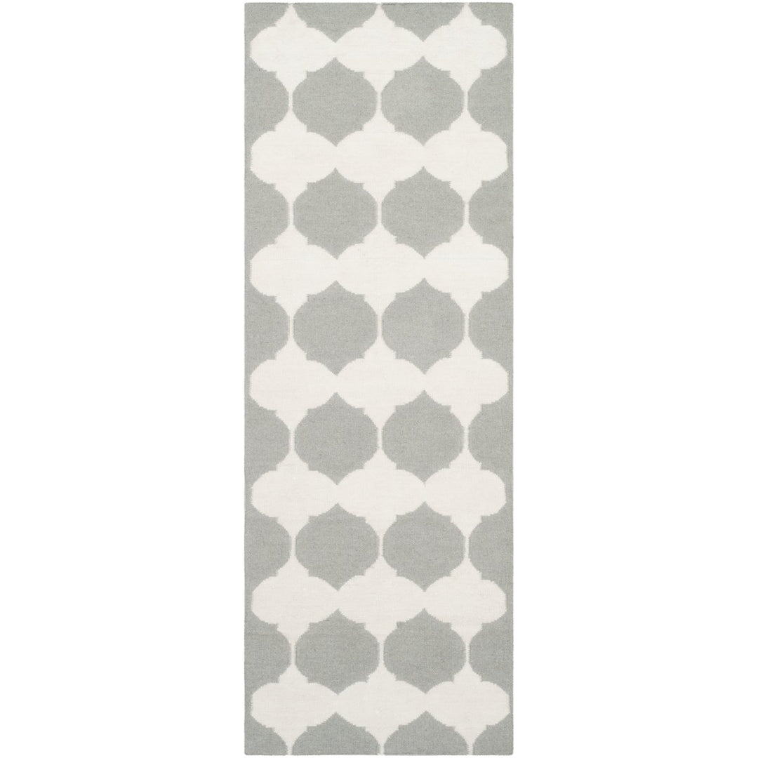 SAFAVIEH Dhurries DHU624B Handwoven Grey / Ivory Rug Image 1