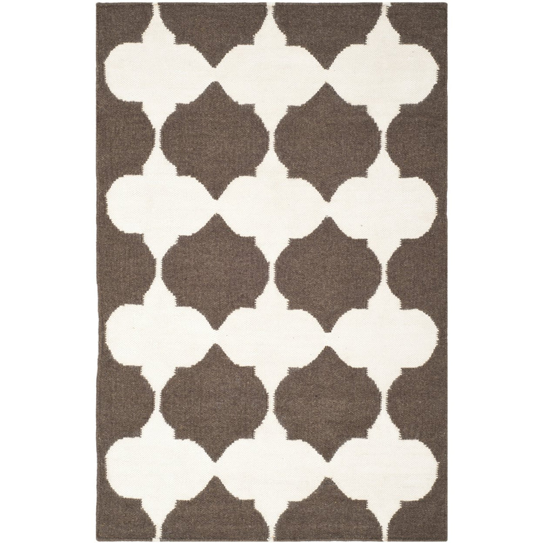 SAFAVIEH Dhurries DHU624C Handwoven Brown / Ivory Rug Image 1