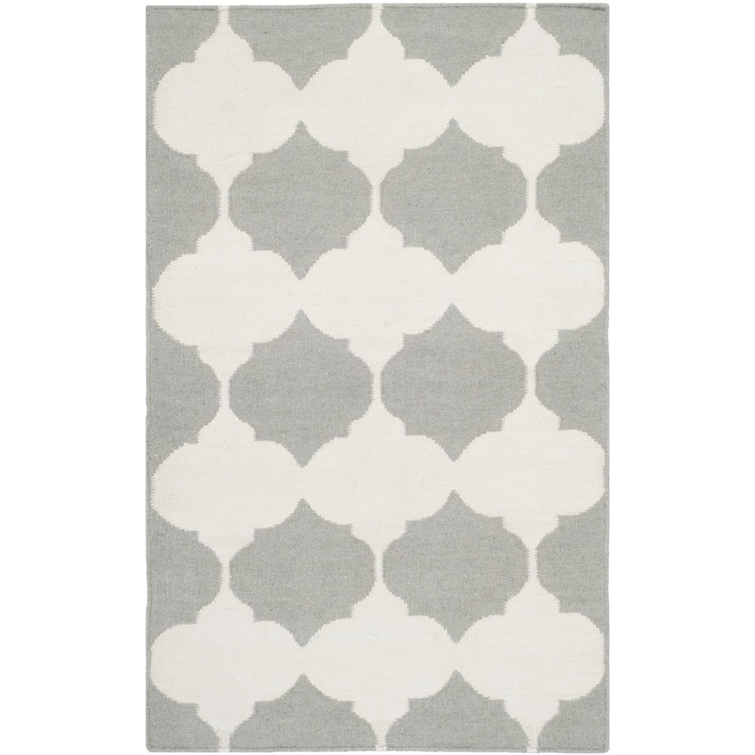 SAFAVIEH Dhurries DHU624B Handwoven Grey / Ivory Rug Image 1