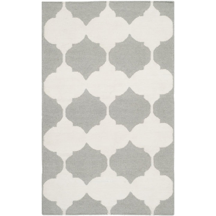 SAFAVIEH Dhurries DHU624B Handwoven Grey / Ivory Rug Image 1