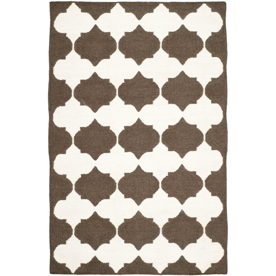 SAFAVIEH Dhurries DHU624C Handwoven Brown / Ivory Rug Image 1