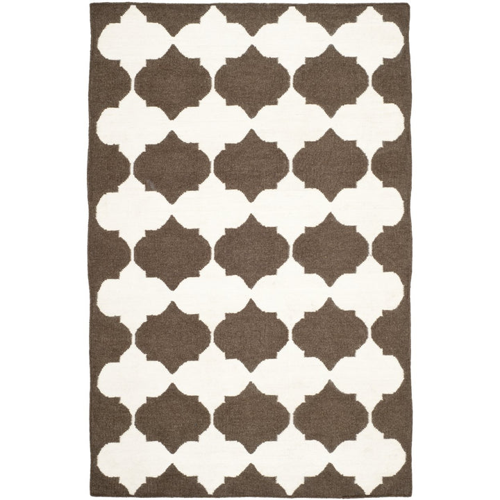 SAFAVIEH Dhurries DHU624C Handwoven Brown / Ivory Rug Image 1