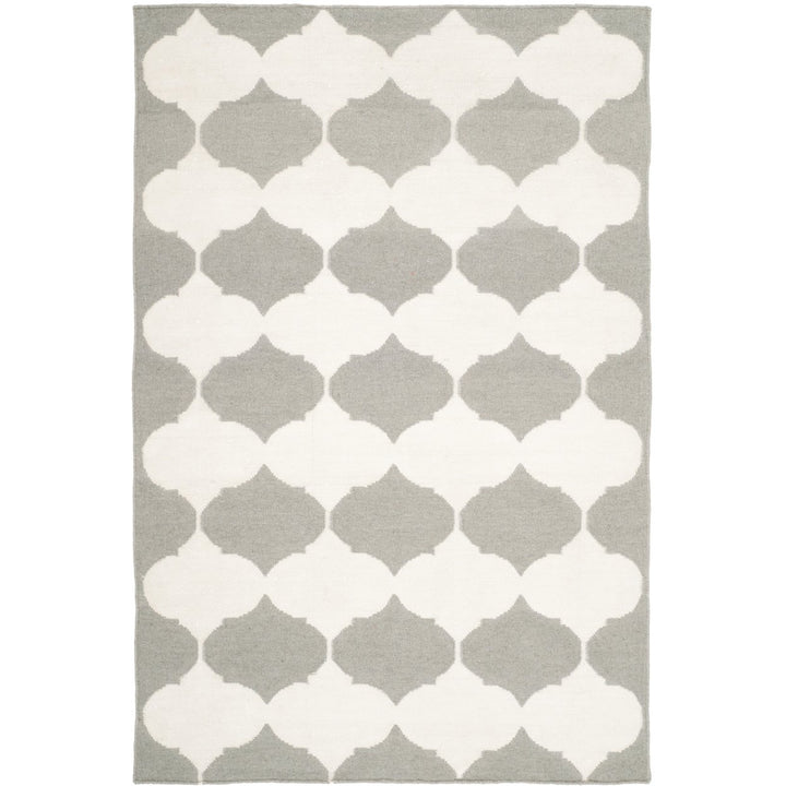 SAFAVIEH Dhurries DHU624B Handwoven Grey / Ivory Rug Image 1