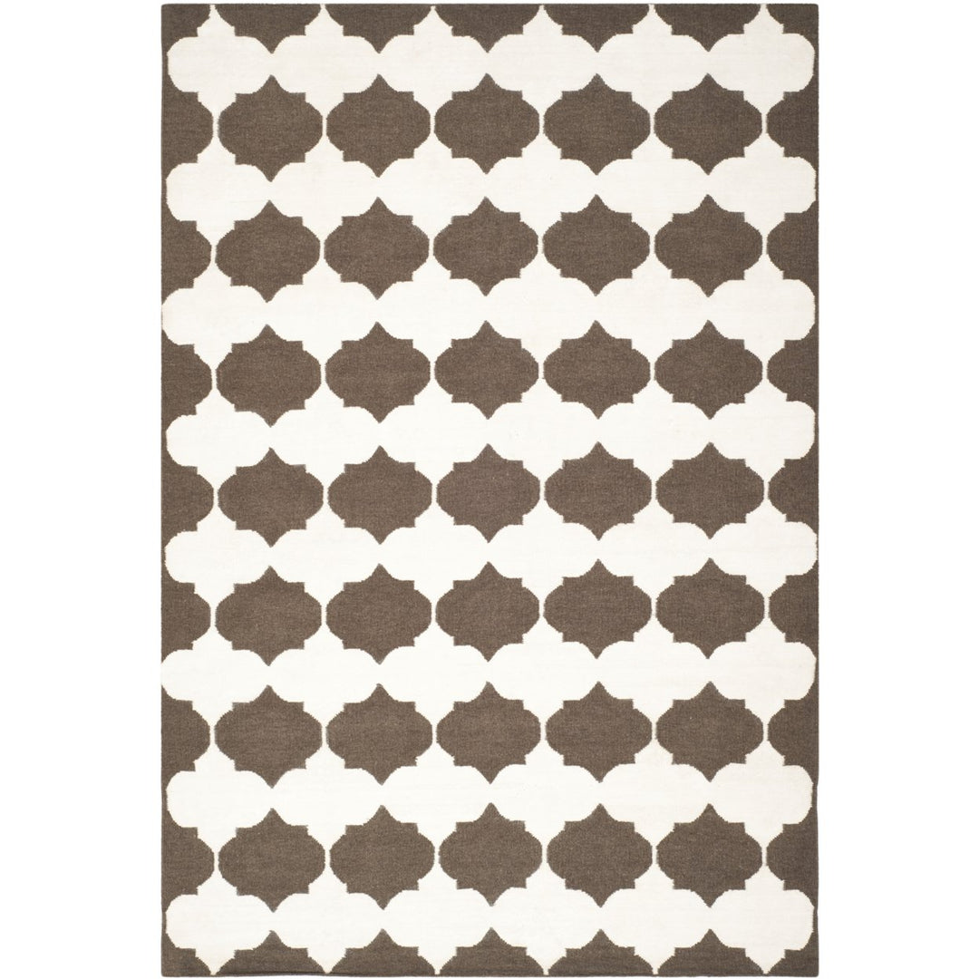 SAFAVIEH Dhurries DHU624C Handwoven Brown / Ivory Rug Image 1