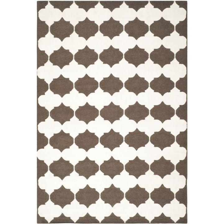 SAFAVIEH Dhurries DHU624C Handwoven Brown / Ivory Rug Image 1