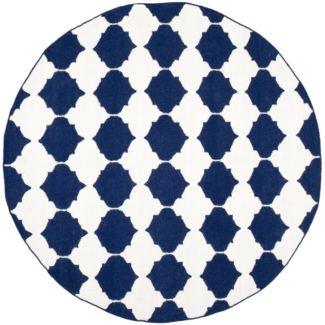 SAFAVIEH Dhurries DHU624D Handwoven Navy / Ivory Rug Image 1