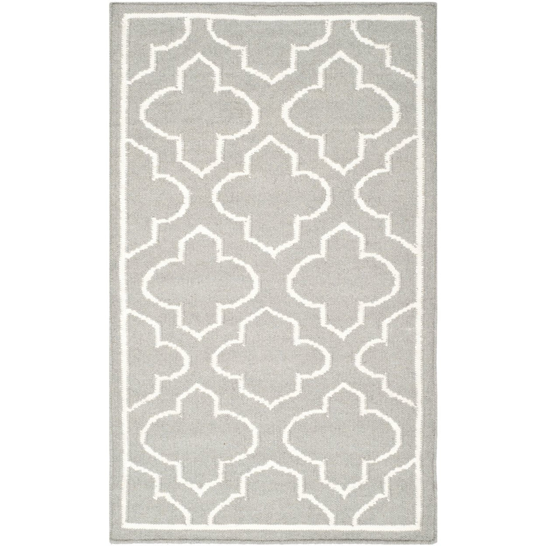 SAFAVIEH Dhurries DHU625B Handwoven Grey / Ivory Rug Image 1