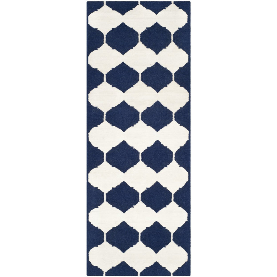 SAFAVIEH Dhurries DHU624D Handwoven Navy / Ivory Rug Image 1