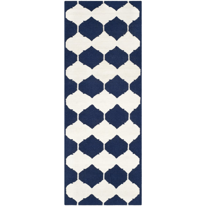 SAFAVIEH Dhurries DHU624D Handwoven Navy / Ivory Rug Image 1