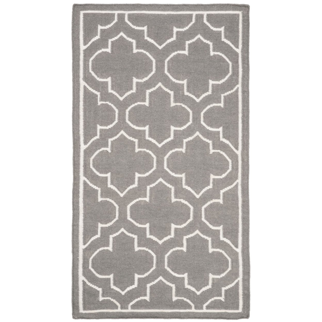 SAFAVIEH Dhurries DHU625B Handwoven Grey / Ivory Rug Image 1