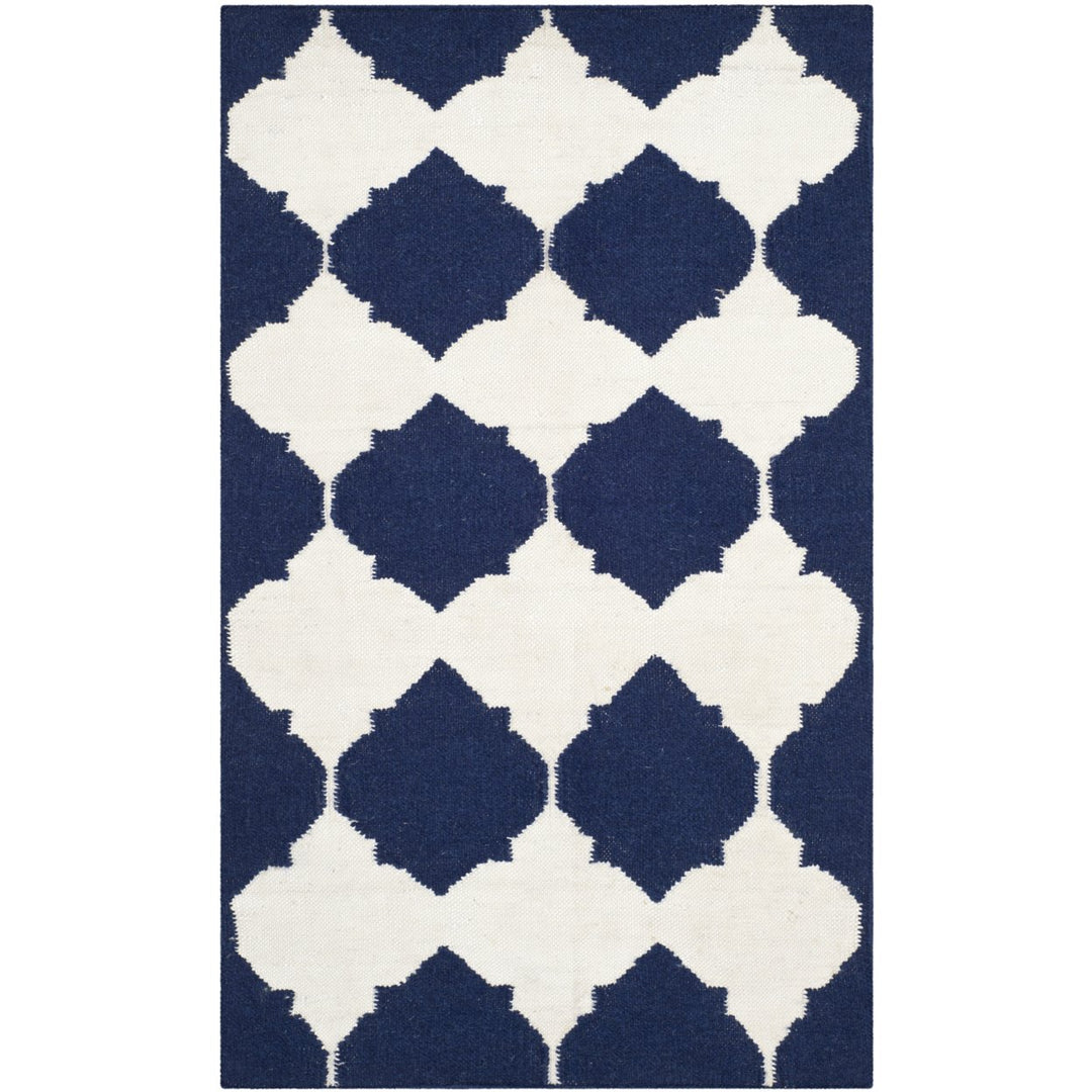 SAFAVIEH Dhurries DHU624D Handwoven Navy / Ivory Rug Image 1