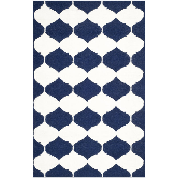 SAFAVIEH Dhurries DHU624D Handwoven Navy / Ivory Rug Image 1