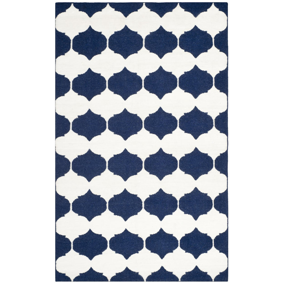 SAFAVIEH Dhurries DHU624D Handwoven Navy / Ivory Rug Image 1