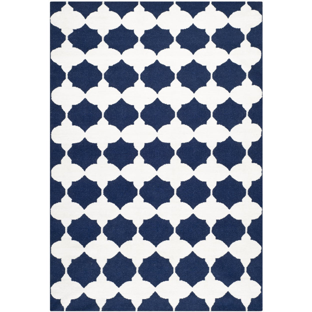 SAFAVIEH Dhurries DHU624D Handwoven Navy / Ivory Rug Image 1