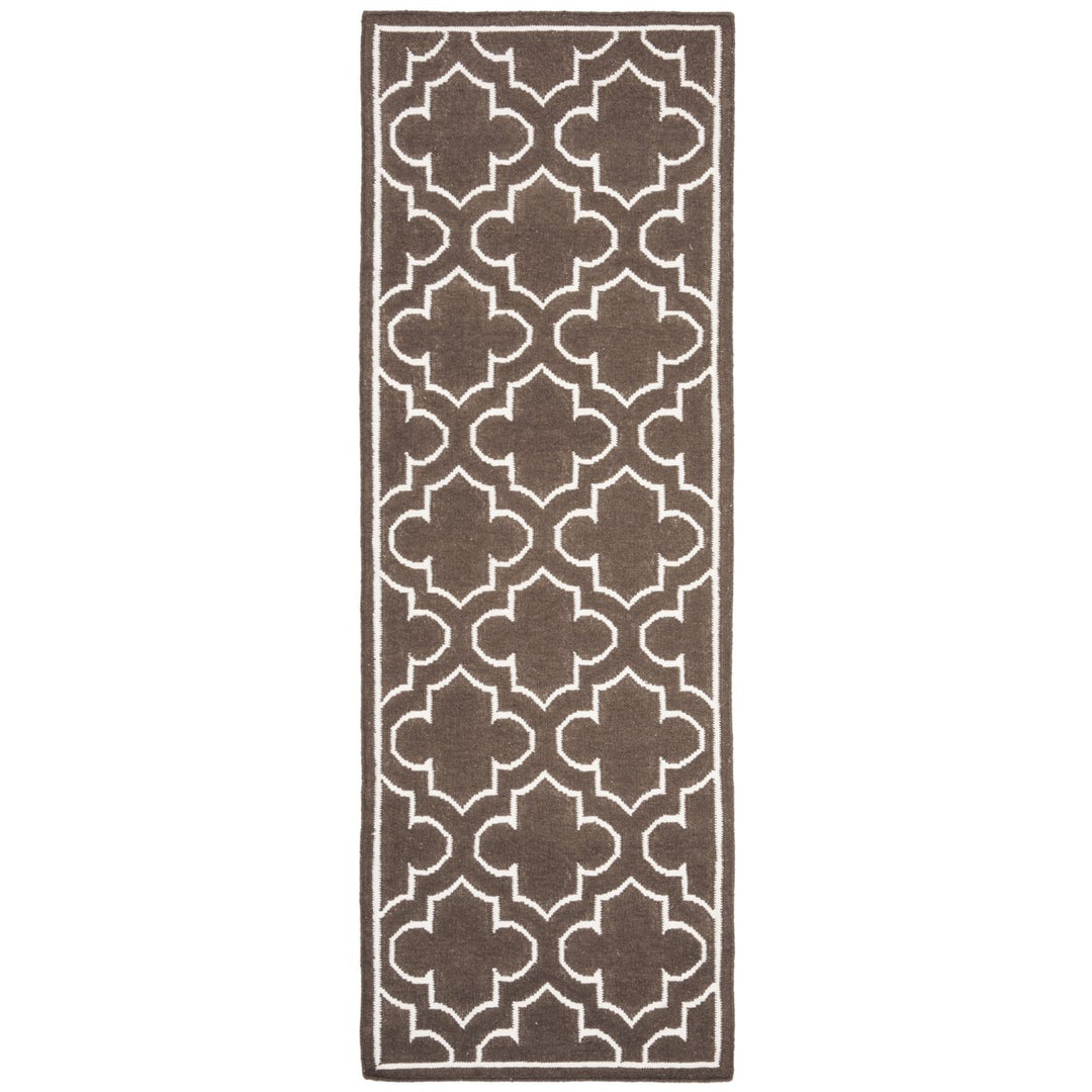 SAFAVIEH Dhurries DHU625C Handwoven Brown / Ivory Rug Image 1