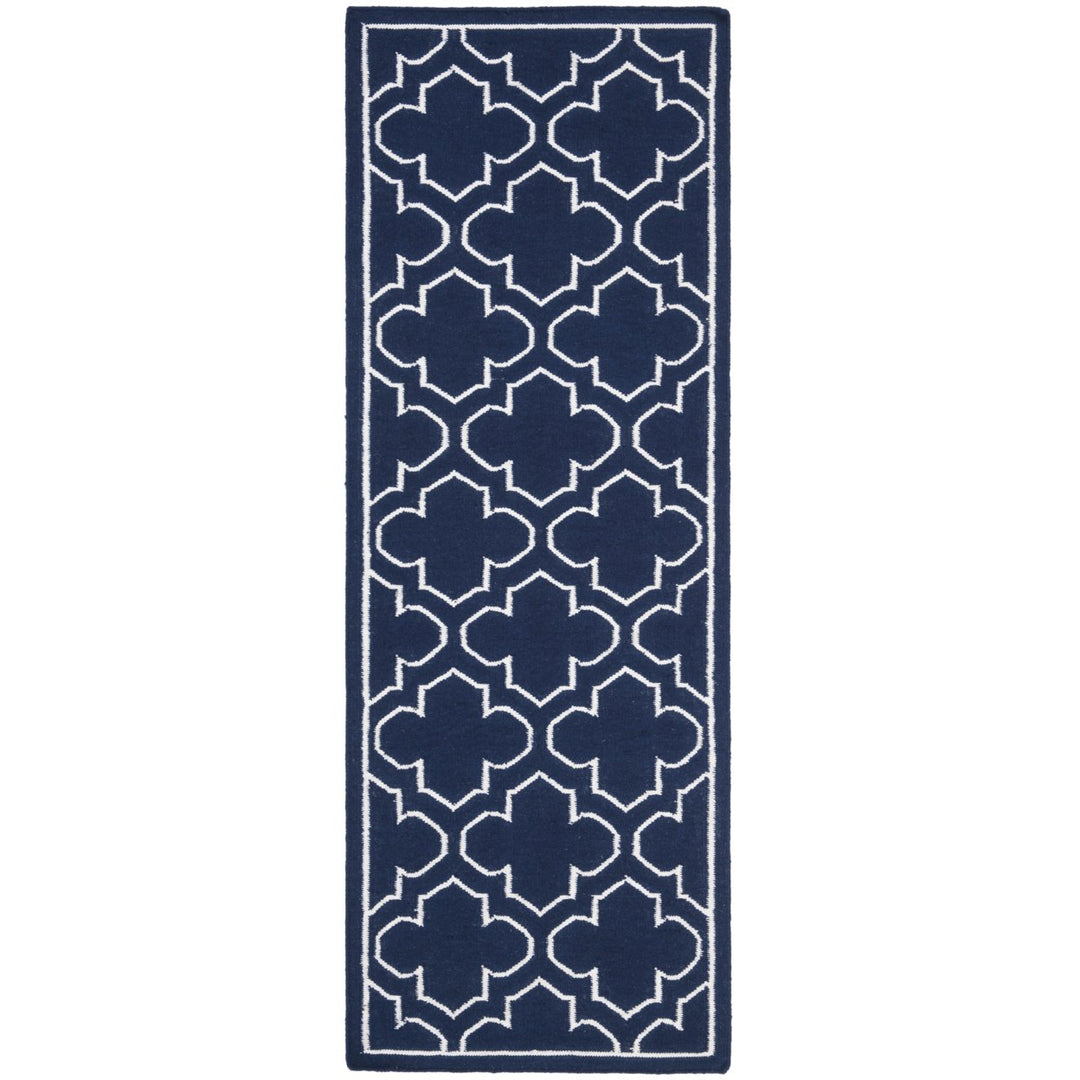 SAFAVIEH Dhurries DHU625D Handwoven Navy / Ivory Rug Image 1