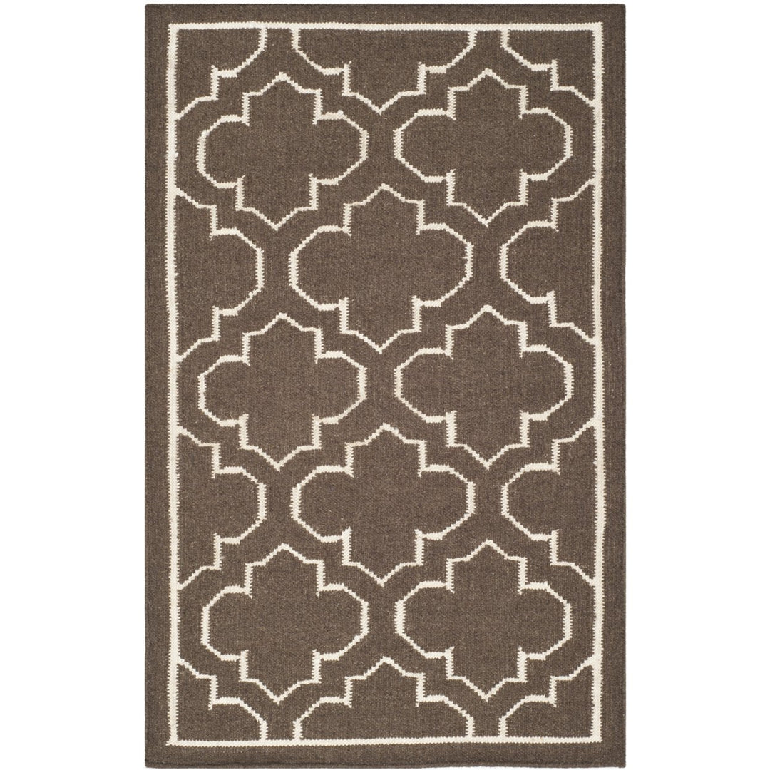 SAFAVIEH Dhurries DHU625C Handwoven Brown / Ivory Rug Image 1