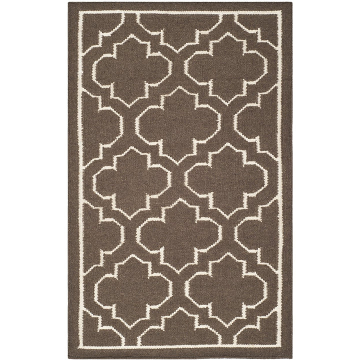 SAFAVIEH Dhurries DHU625C Handwoven Brown / Ivory Rug Image 1