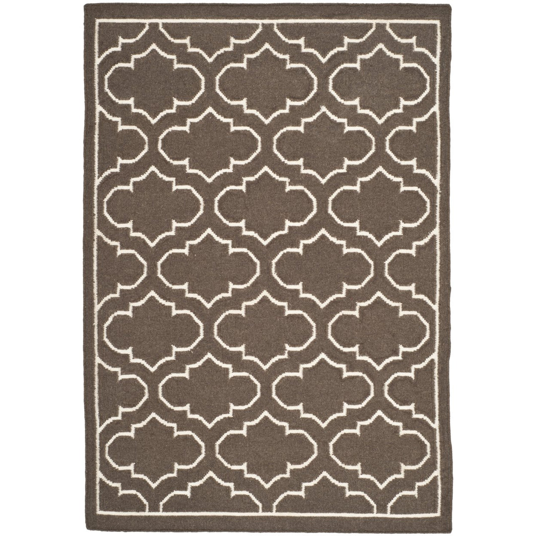 SAFAVIEH Dhurries DHU625C Handwoven Brown / Ivory Rug Image 1