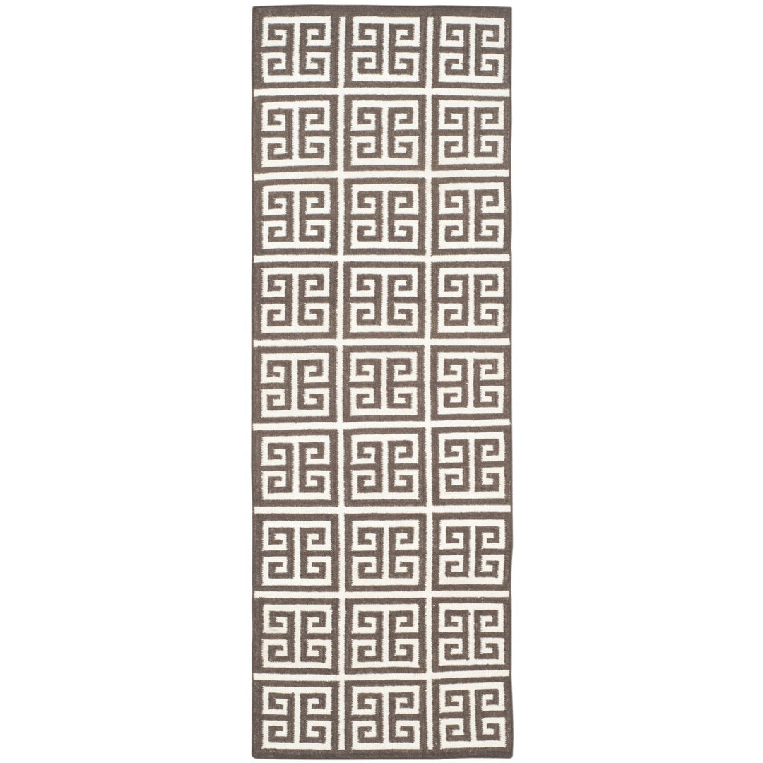 SAFAVIEH Dhurries DHU626C Handwoven Brown / Ivory Rug Image 1