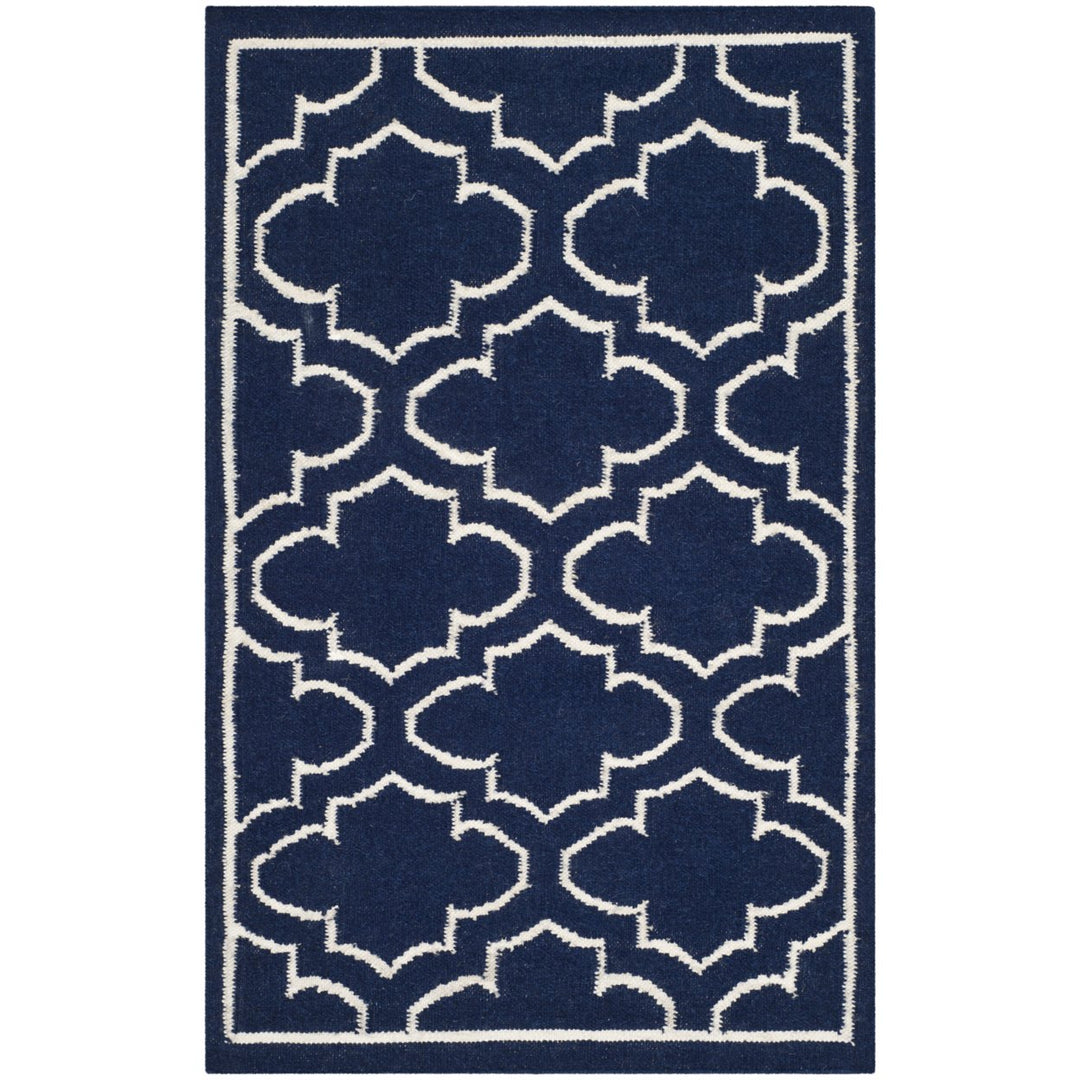 SAFAVIEH Dhurries DHU625D Handwoven Navy / Ivory Rug Image 1