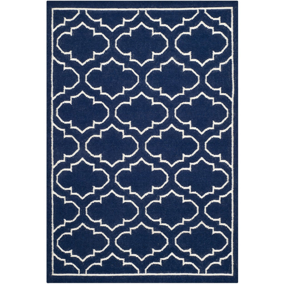 SAFAVIEH Dhurries DHU625D Handwoven Navy / Ivory Rug Image 1