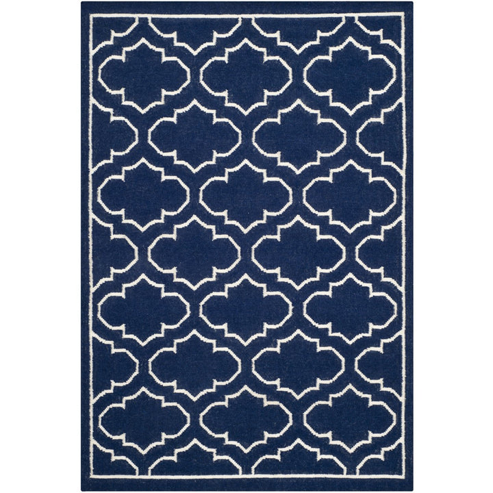 SAFAVIEH Dhurries DHU625D Handwoven Navy / Ivory Rug Image 1