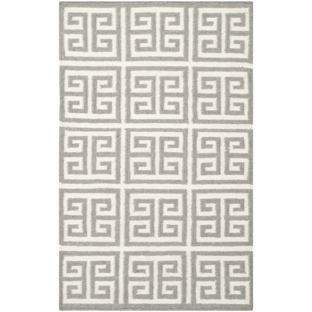 SAFAVIEH Dhurries DHU626B Handwoven Grey / Ivory Rug Image 1