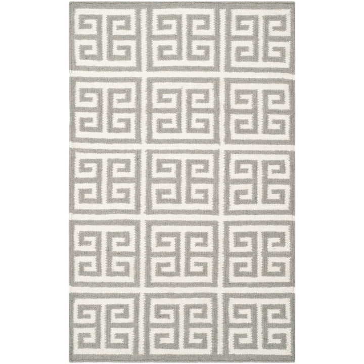 SAFAVIEH Dhurries DHU626B Handwoven Grey / Ivory Rug Image 1