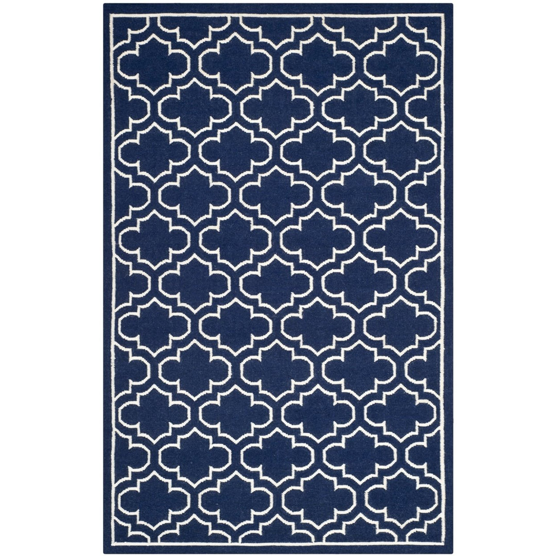 SAFAVIEH Dhurries DHU625D Handwoven Navy / Ivory Rug Image 1