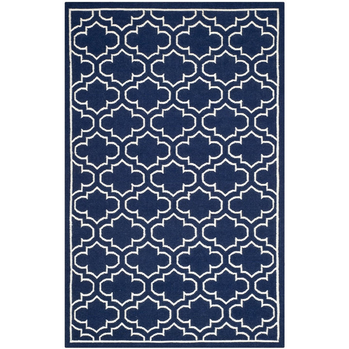 SAFAVIEH Dhurries DHU625D Handwoven Navy / Ivory Rug Image 1