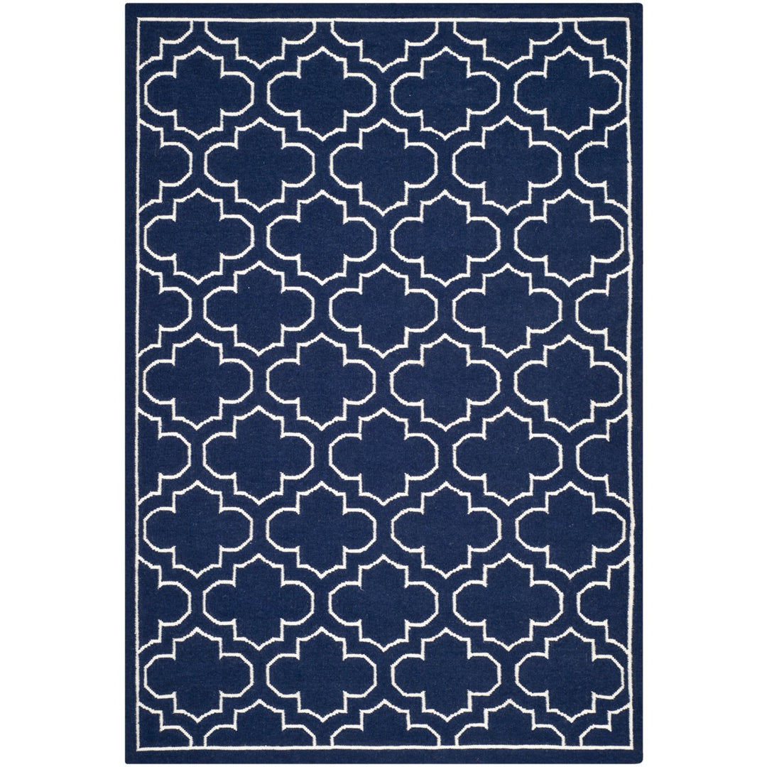 SAFAVIEH Dhurries DHU625D Handwoven Navy / Ivory Rug Image 1