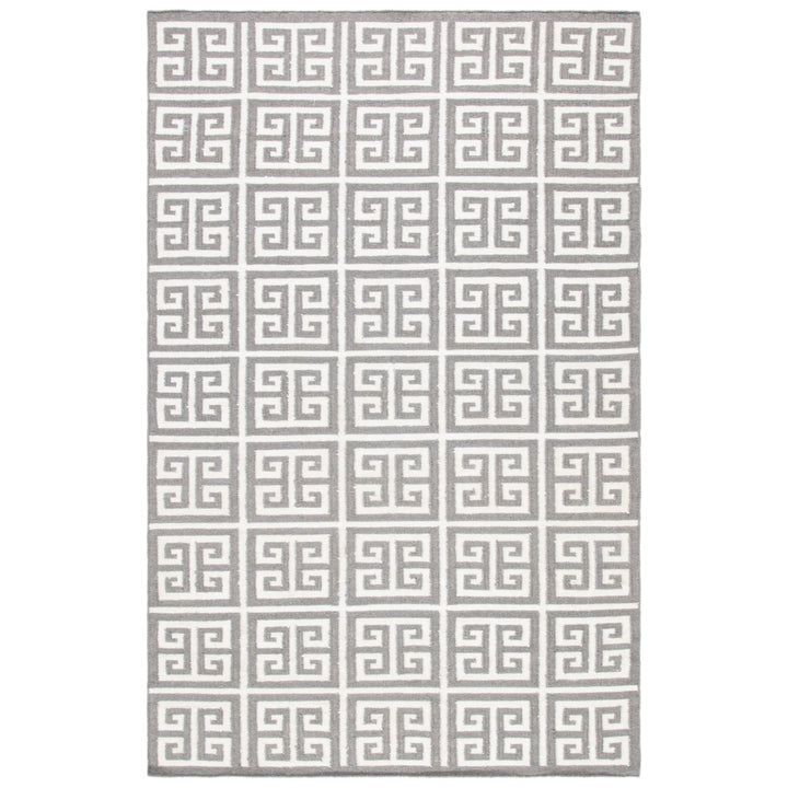 SAFAVIEH Dhurries DHU626B Handwoven Grey / Ivory Rug Image 1